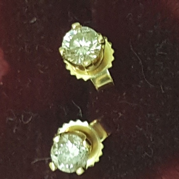 Estate .35ct Diamond 14k Yellow Gold Studs Earning